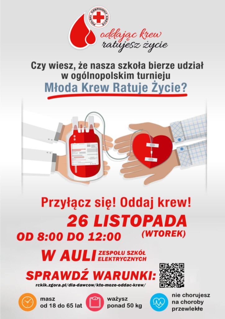 WEŹ UDZIAŁ W AKCJI „MŁODA KREW RATUJE ŻYCIE”!